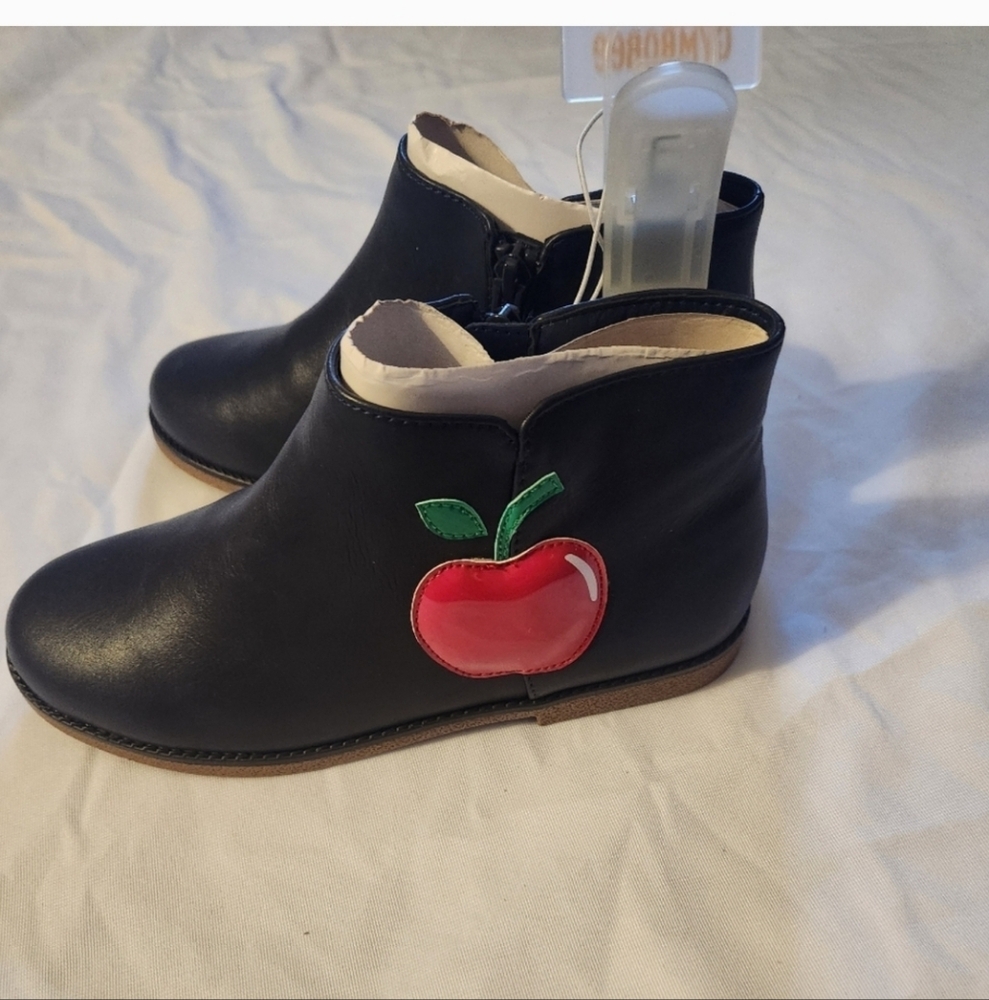 Navy Kids Shoes with Red Apple Design